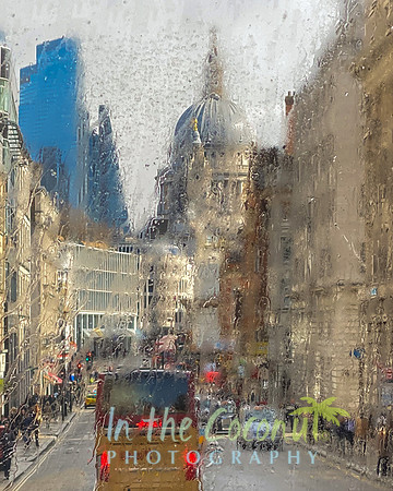 LONDON DOUBLE DECKER BUS IN THE RAIN